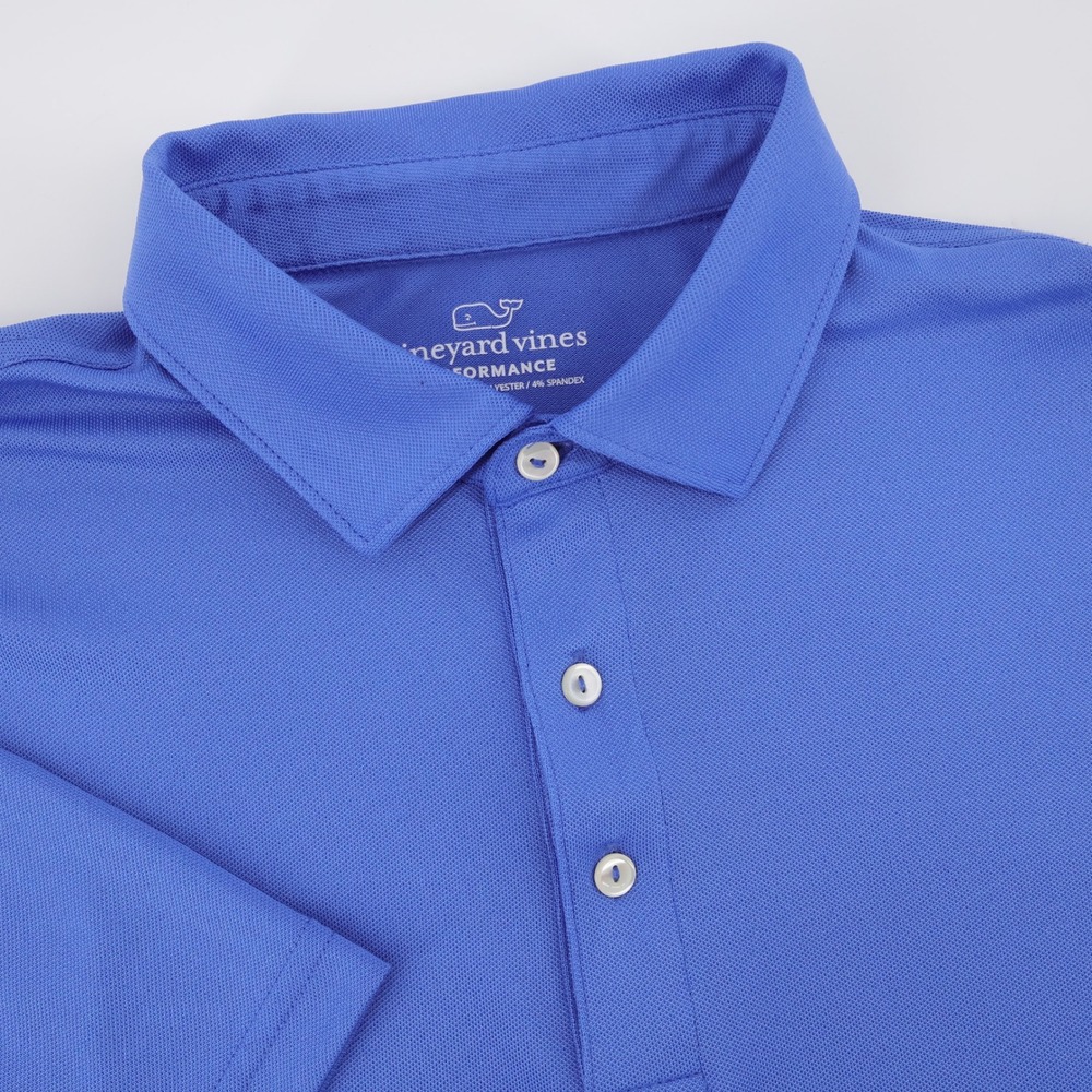Vineyard Vines Performance Polo Shirt Blue Short Sleeve Mens Large